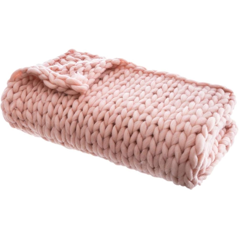 HOME DECO FACTORY TX8071 Plaid Grosse Maille Chunky Rose, Acrylique, 150 x 120 x 1 cm : Cuisine et Maison