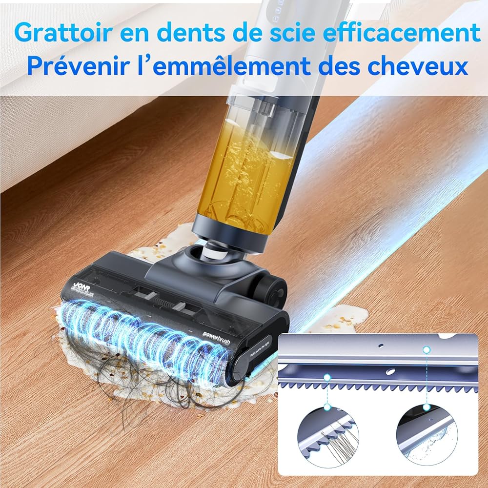 JONR ED12 Pro Aspirateur Eau et poussière sans Fil, Nettoyage Triangulaire, autonettoyage à l'eau Chaude, séchage à l'air Chaud, réservoir d'eau de 850 ML : Cuisine et Maison
