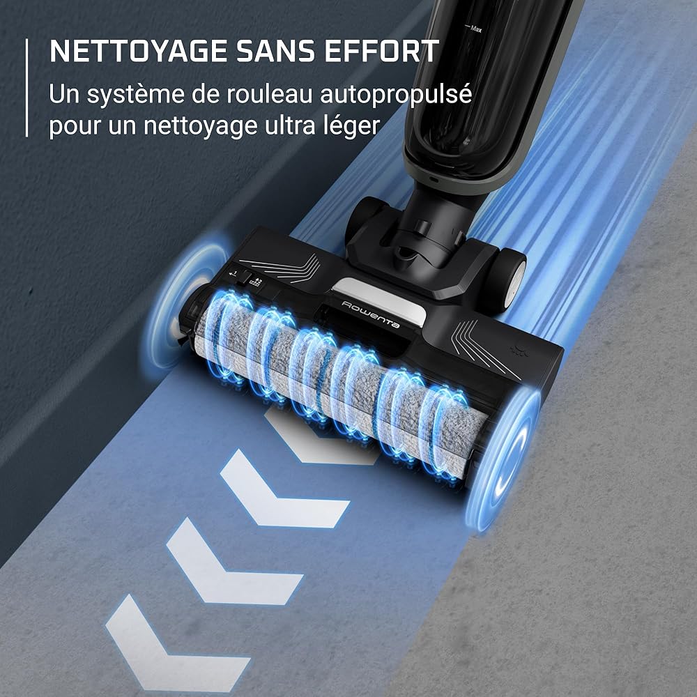 Rowenta X-Clean 4 Aspirateur Balai Laveur sans Fil,  Aspiration et Lavage Puissant,  Intelligent