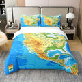 Homemissing Carte du Monde 100% Coton Housse de Couette 220x240cm Monde illuminé Coton Suite Coton Chambre à Coucher Voiture réversible Continental National Marine Literie Set topographie : Cuisine et Maison