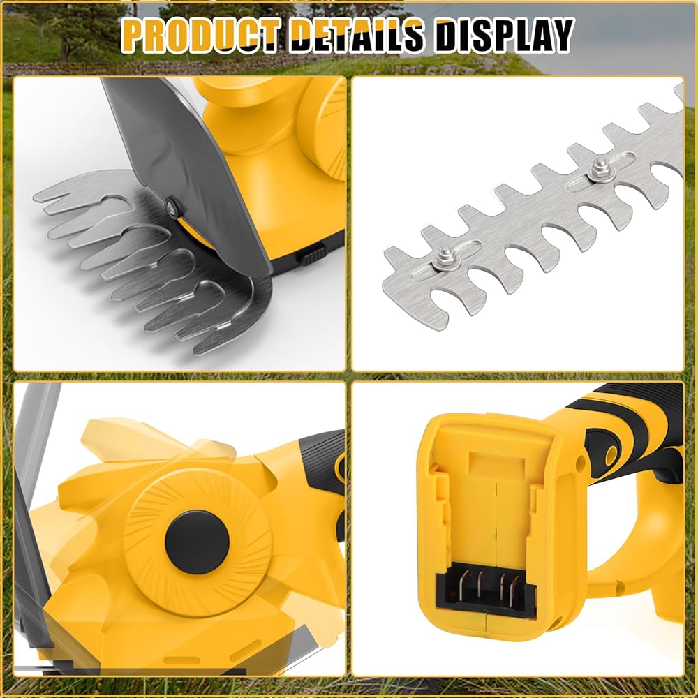 WingFly Cisaille à Gazon et Arbustes sans Fil Compatible avec Dewalt 18V,20v Batterie, Taille-haie 2 en 1 pour Jardins et Cours (Longueur de Coupe 130 mm et 220 mm, sans Batterie) : Jardin