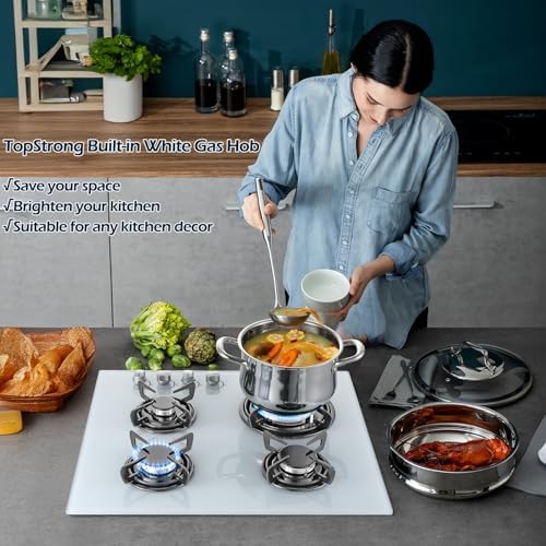 TopStrong Plaque de cuisson gaz 4 feux verre noir