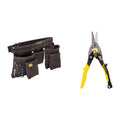 STANLEY Porte Outils Double Ceinture - Nombreuses Poches - Cuir de Qualité Supérieure - Dimensions 145 x 9 x 26 cm & FATMAX Cisaille Aviation Tête Droite Acier Forgé Chromé Double Action de Pivot : Bricolage