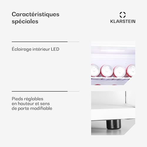 Klarstein Mini frigo de chambre 30L silencieux, réglable 5-15°C