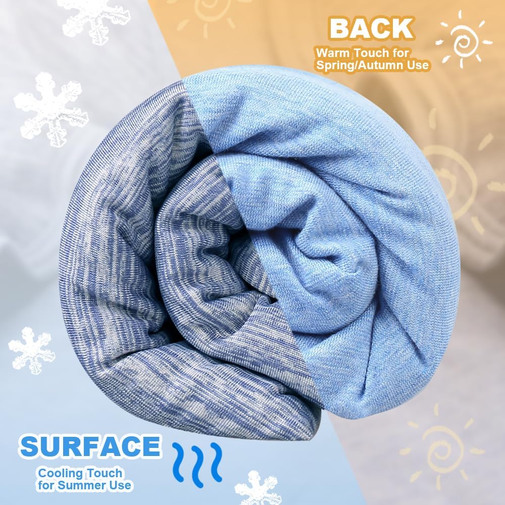 Luxear Couverture Rafraichissante pour Été, Couverture avec Technologie Sentiment Froid, Plaid Doux Léger pour Canapé Fauteuil Adulte Bebe Enfant Chien Voyage Voiture, 220 x 240 Cm, Bleu : Cuisine et Maison