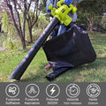 BAKAJI Extracteur de feuilles électrique de jardin 3 en 1 aspirateur déchiqueteuse et souffleur à feuilles, puissance 3000 W avec réservoir de collecte 40 l et bandoulière pour entretien, avec fil : Jardin