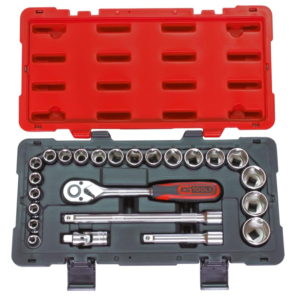 KS Tools - 922.0623 - Coffret de douilles et accessoires Ultimate 1/2" - Coffret bi-matière avec coins renforcés - 24 pièces : Bricolage