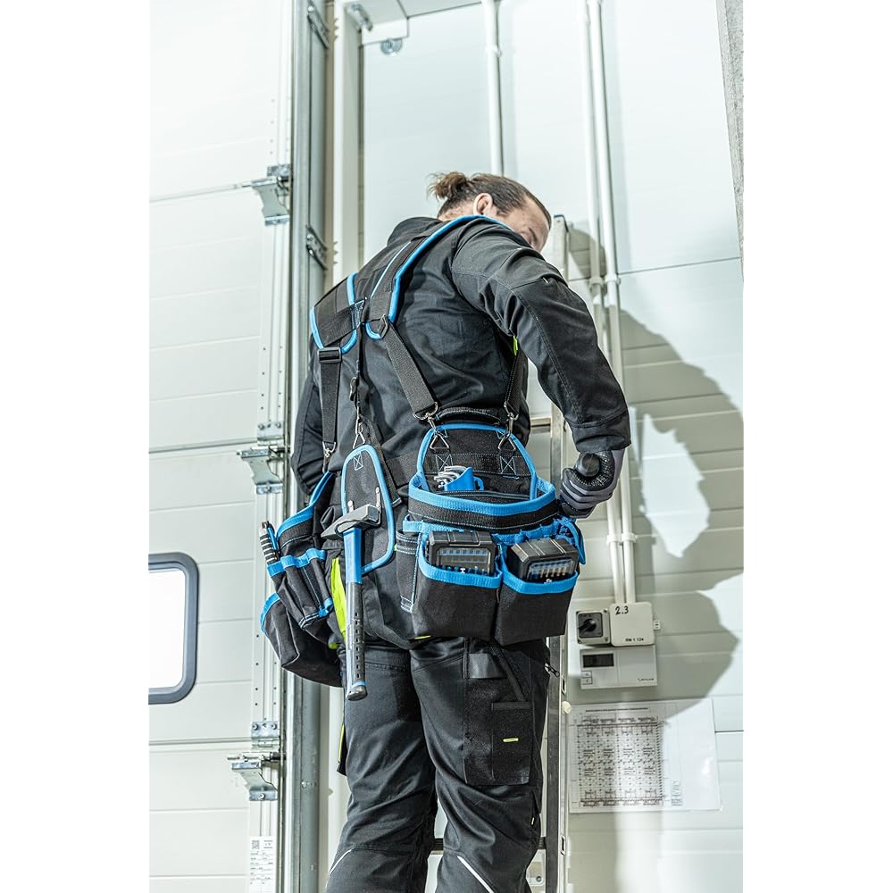 Högert Technik - Ceinture de travail avec bretelles | Ceinture à outils pour homme, ceinture de travail avec sangle à bretelles, sac à outils avec ceinture réglable, sac banane : Bricolage