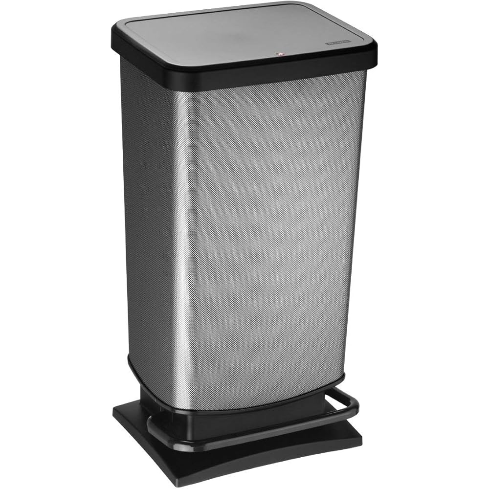 Rotho Poubelle avec pédale et couvercle, Carbone, 40 l (35,3 x 29,5 x 67,6 cm) :
