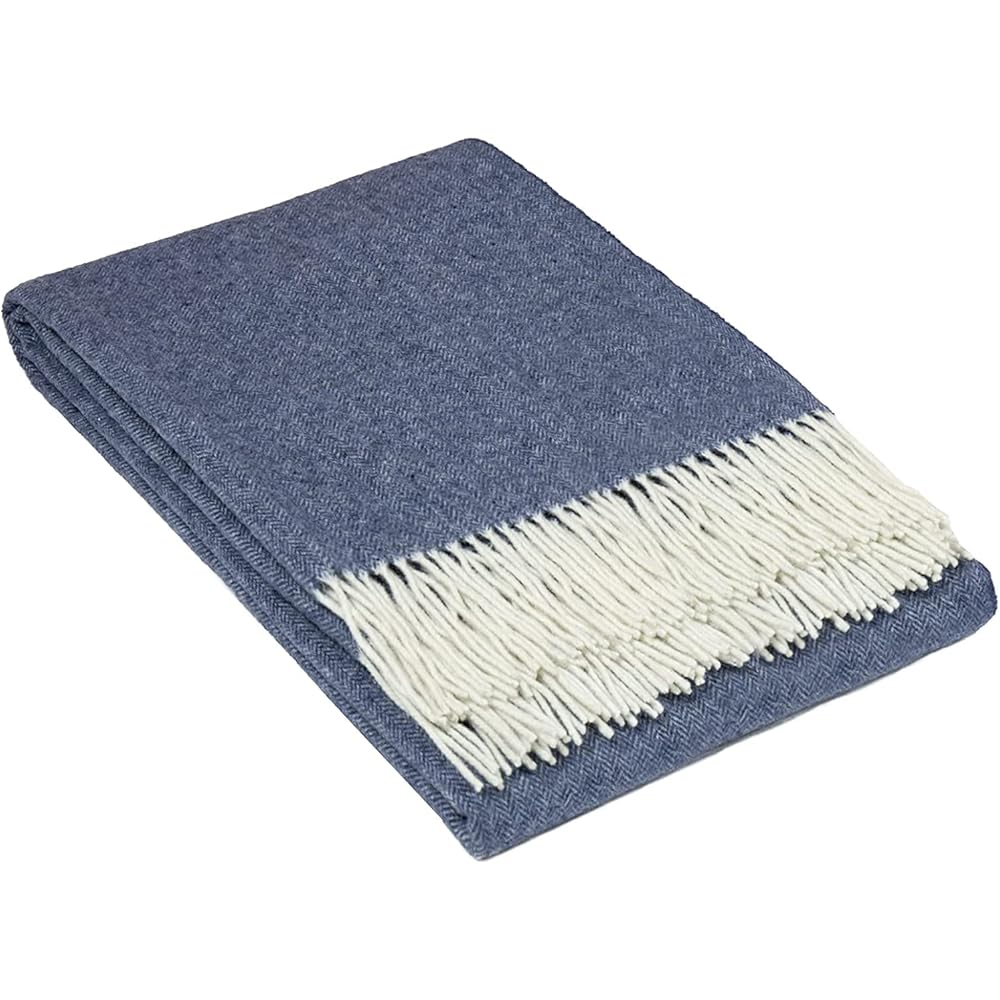 Couverture en Laine Mérinos 140x200 avec 10% Cachemire – Plaid en Laine Merinos Chaud et Léger pour Lit, Adapté pour Hiver et Été, Jeté Élégant avec Franges – Nostra Andora : Cuisine et Maison