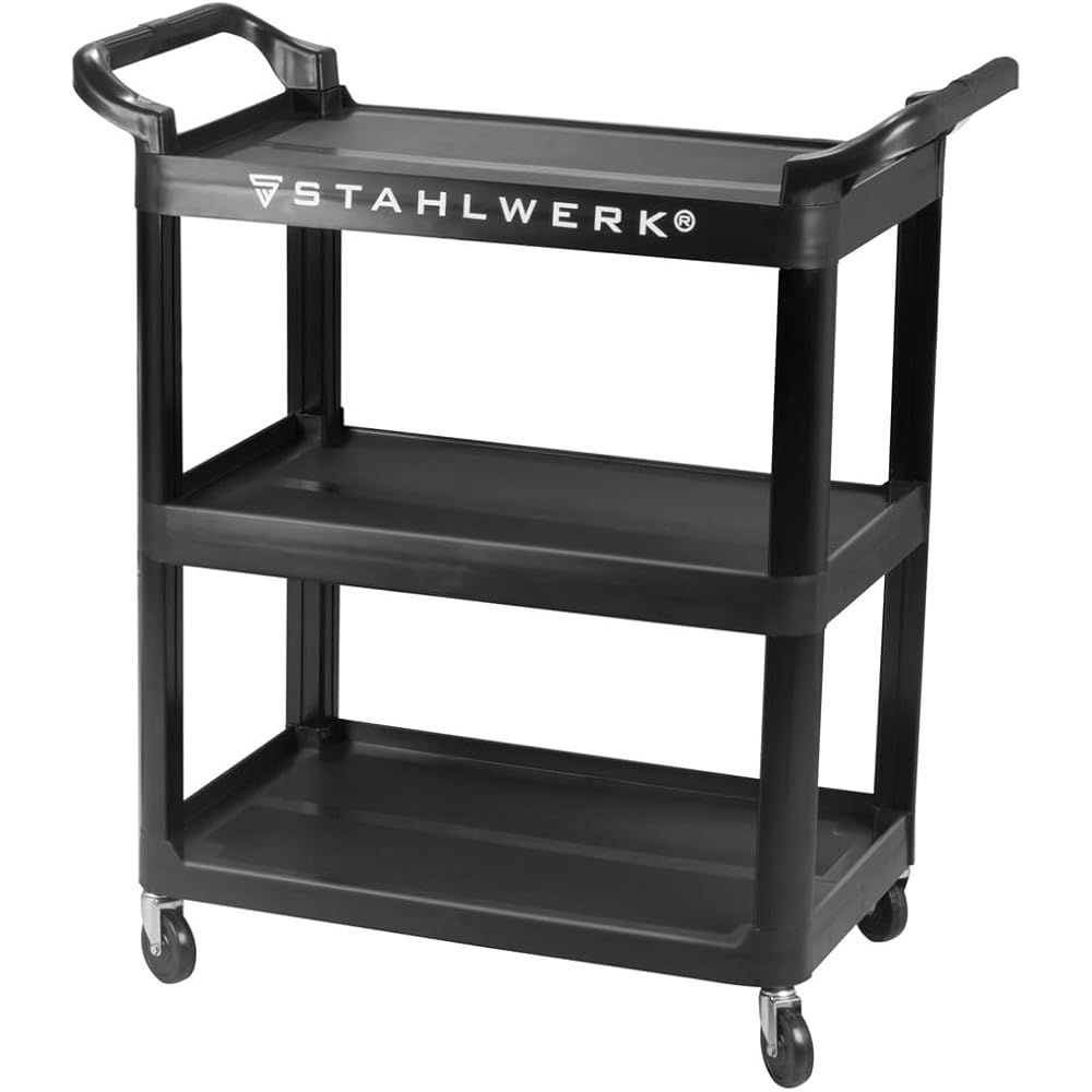 STAHLWERK Chariot à outils TC-92 ST avec capacité de charge de 100 kg - Chariot d'atelier - Chariot de transport - Chariot de montage - Chariot à plateforme - Chariot à étages avec 3 surfaces de : Commerce, Industrie et Science