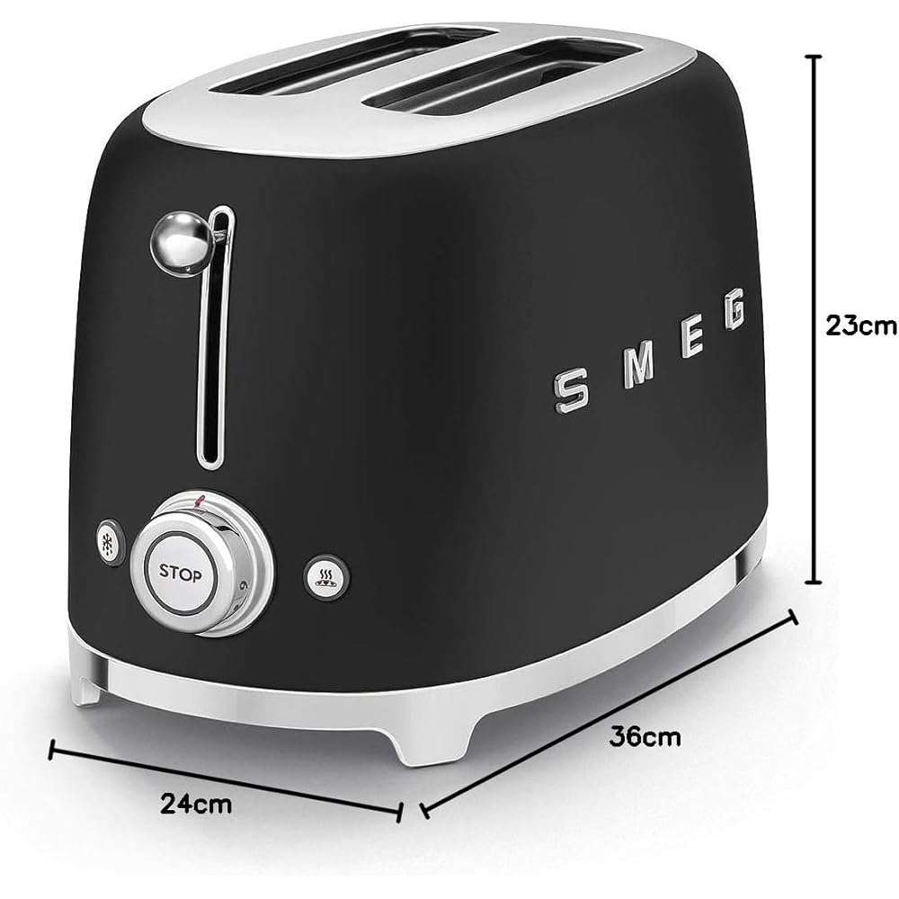 Smeg Grille-pain 2 Tranches TSF01BLMEU Noir Mat