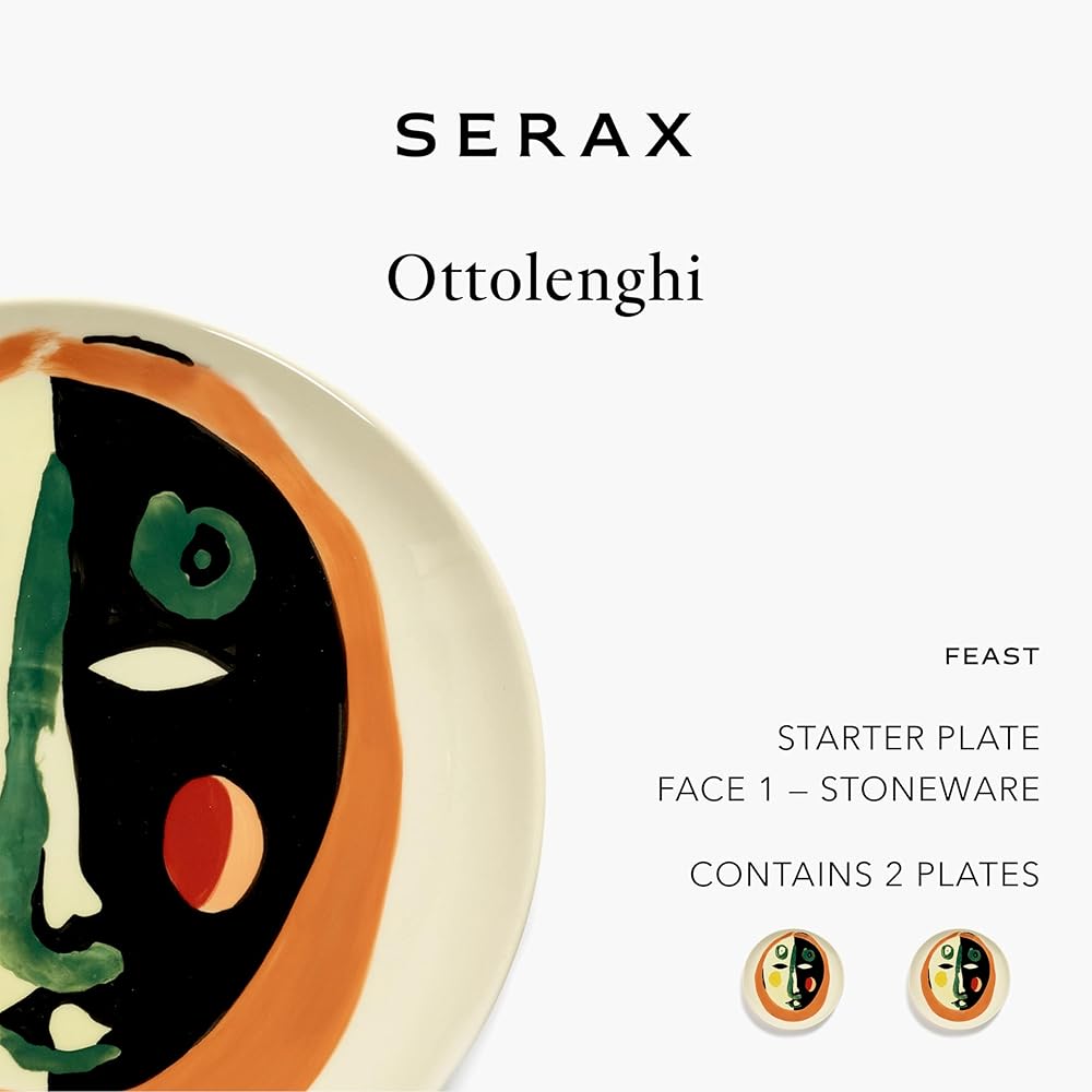 Assiette Apéritif Serax | Collection Feast par Ottolenghi | 2 Assiettes d’Entrée | Service de Table en Grès aux Couleurs Mélangées | Ensemble de Vaisselle de Luxe pour Dîner à la Maison ou en Fête : Cuisine et Maison