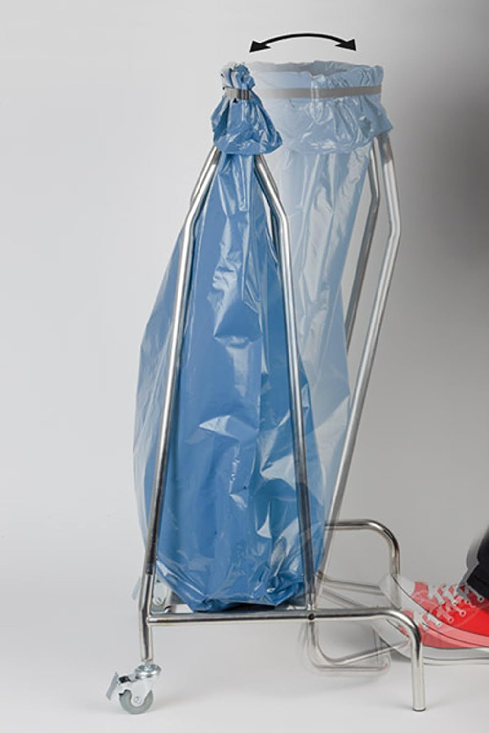 APS porte-sac à pédale, poubelle sans contact avec mécanisme à pédale, poubelle à pédale avec 2 roulettes pivotantes, convient aux sacs poubelles jusqu'à 120 litres, LxPxH : 59 x 43 x 96 cm, acier inoxydable : Cuisine et Maison