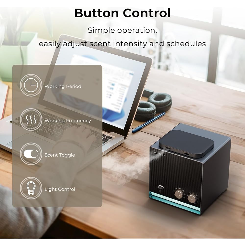Aromadd Diffuseur intelligent sans eau 2025 de 2000 m², 2 machines à air parfumé de 200 ml pour maison et hôtel, technologie d'air froid, diffuseur d'huiles essentielles pour grande pièce – Double : Hygiène et Santé