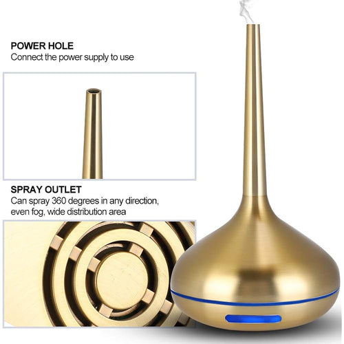 120 ML Diffuseur d'Huiles Essentielles Humidificateur Diffuseur d'Aromathérapie 7 Couleurs Led Nuit Lumière Humidificateur d'Air Or Pour Maison, Bureau, Salon, Spa, Massage, Yoga : Hygiène et Santé