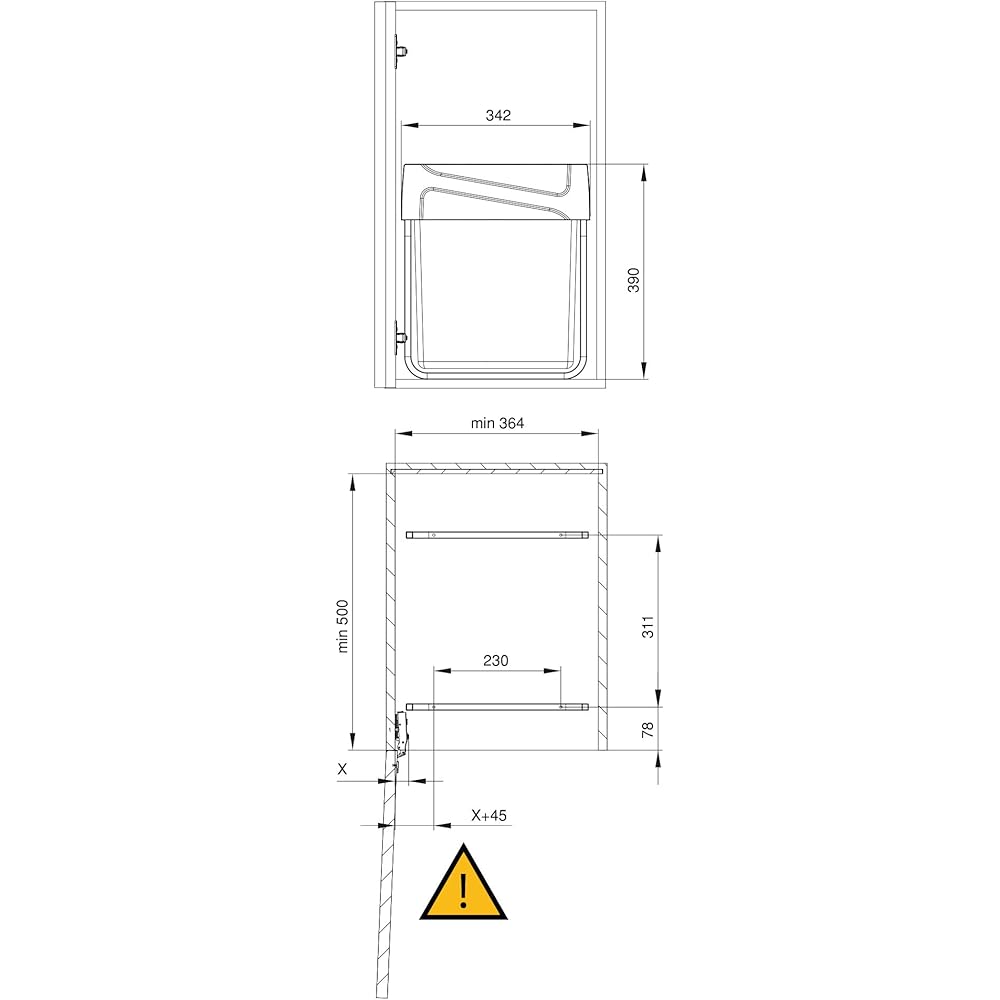 Emuca - Poubelles avec Fixation inférieure pour la Cuisine, 2 poubelles de Recyclage Amovibles de 20 L, capacité Totale 40 L (2 x 20 L), Acier et Plastique, Gris Anthracite. : Cuisine et Maison