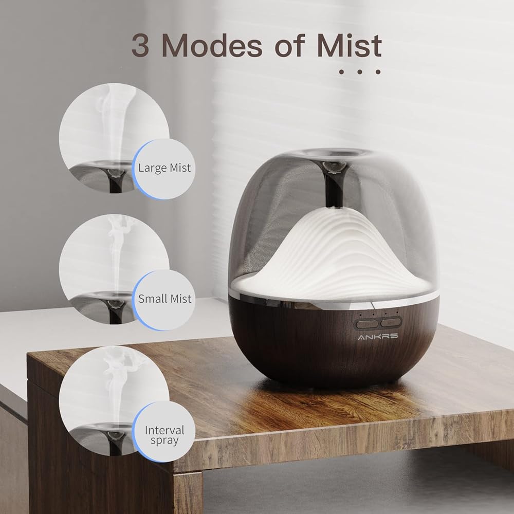 Ankrs Diffuseur d'Huiles Essentielles WiFi, 600ml Humidificateur d'air Compatible avec Alexa/Google Home, Diffuseur Électrique Connecté avec RGB Colorées, Timer et Contrôle à Distance sur l’APP : Hygiène et Santé