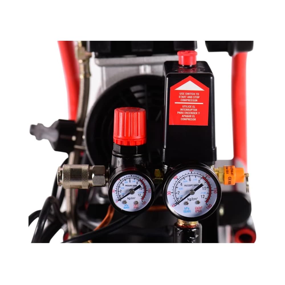 CEVIK PRO - CA-PRO12SILENT - Compresseur d’Air Silencieux - 62 dB - 12L - 1HP - Max 8 Bar - 115 l/min - Sans Huile - Deux Sorties d’Air - Compact Portable - Compresseur Peinture Outils Pneumatiques : Bricolage