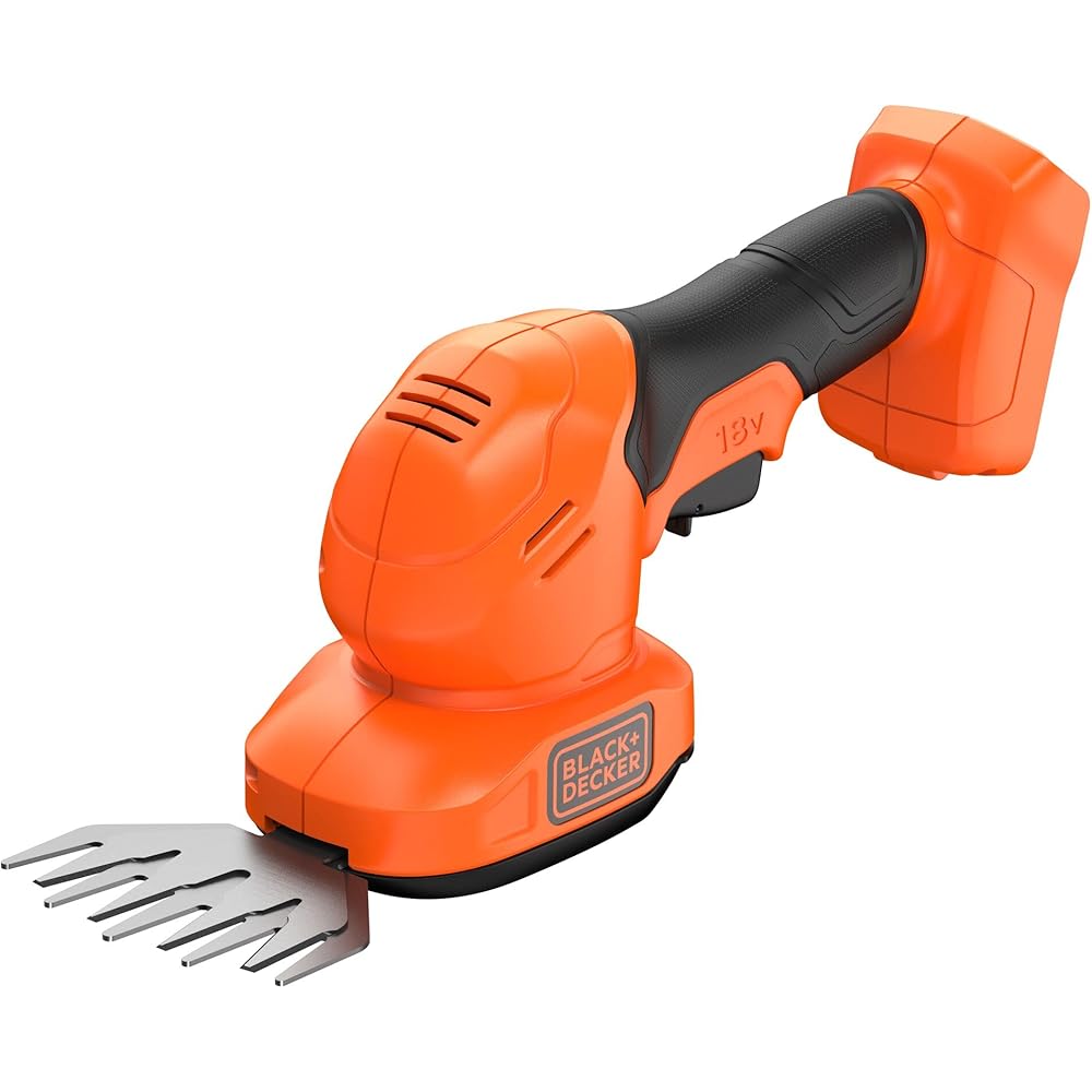 BLACK+DECKER Combo 2 en 1 Scupte-Haies et Cisaille à Gazon - 18V - Lame Sculpte-Haies et Lame Cisaille 20 cm - Changement Lame sans Outil - Poignée Ergonomique - sans Batterie, Chargeur - BCSS18B-XJ : Jardin