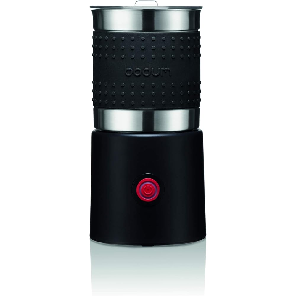BODUM 11901-01EURO BISTRO Mousseur à lait chauffant électrique 600 W, bol inox détachable, Noir : Cuisine et Maison