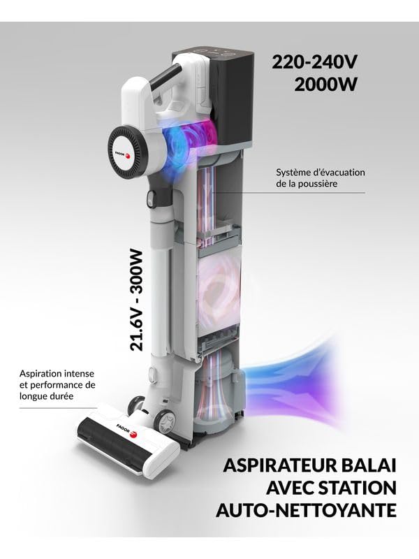 Fagor Aspirateur balai sans fil avec station de vidange