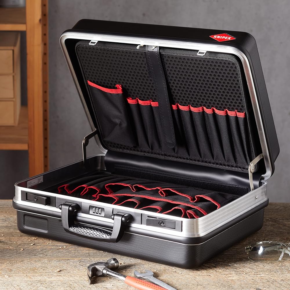 KNIPEX Mallette à outils « Basic » vide, 41 compartiments d'insertion, 27 litres, 465x200x410 mm, boîte à outils vide, mallette à outils, 00 21 05 LE : Bricolage