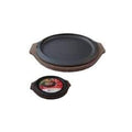 Ilsa Assiette à servir, fonte émaillée, plateau en bois, diamètre 31 cm, Noir : Cuisine et Maison