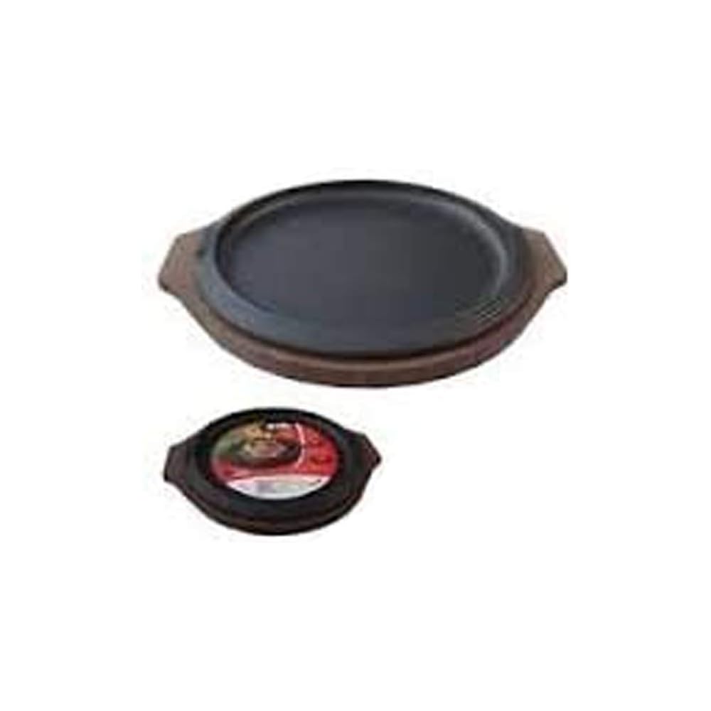 Ilsa Assiette à servir, fonte émaillée, plateau en bois, diamètre 31 cm, Noir : Cuisine et Maison