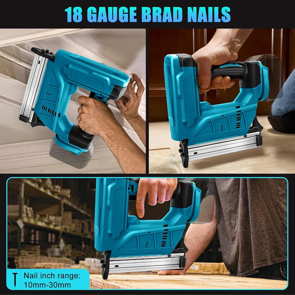 Agrafeuse électrique sans fil compatible avec batterie Makita 18 V, 100 W, agrafeuse électrique pour bois, avec 2000 clous, Pistolet à clous pour le rembourrage, la menuiserie (sans batterie) : Bricolage