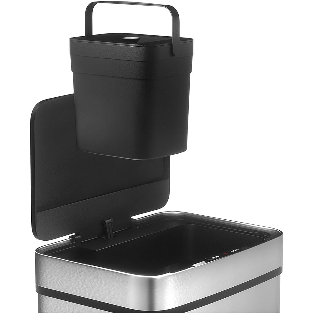 Poubelle De Cuisine Automatique Tri Sélectif Double Compartiment 75l NARVIK En Acier Inox Recyclage Grande Capacité Et Poubelle De Table 3l : Cuisine et Maison