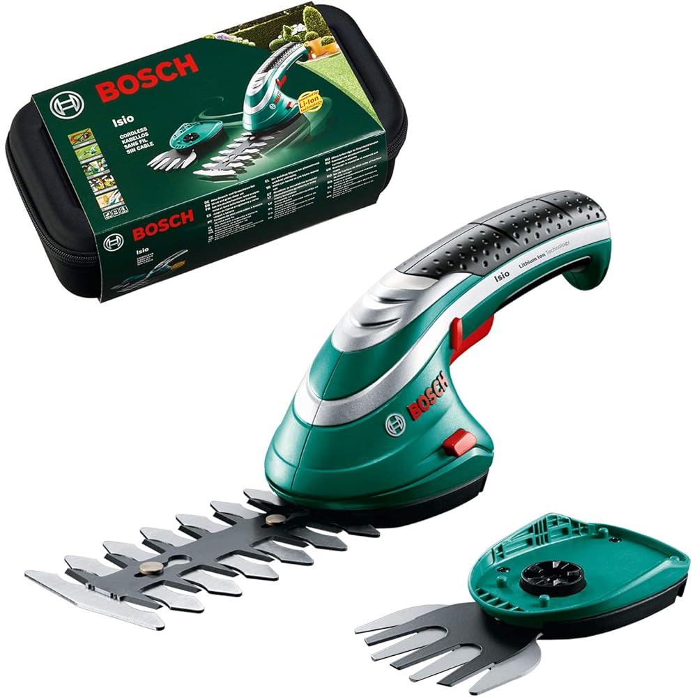 Bosch Home and Garden Set Sculpte-Haies et Taille-Herbes sans fil - Isio (3,6 V 1,5 Ah, Set 2 Lames, Chargeur) 600833102 Aqua Green : Jardin