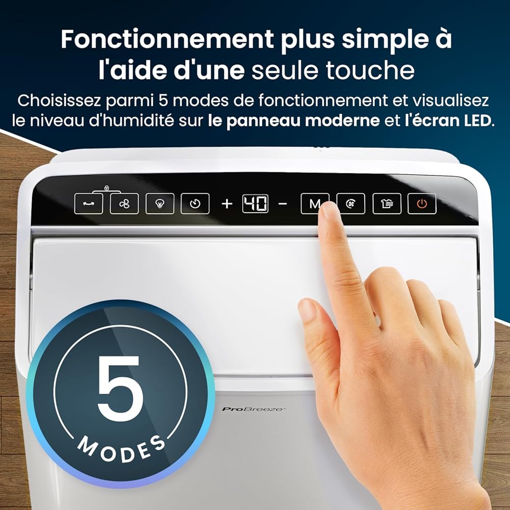 Pro Breeze Déshumidificateur d Air 20L/Jour - Deshumidificateur économe en énergie avec Mode Séchage des Vetements, Capteur et indicateur d'humidité, Filtre - Absorbeur d'humidité et moisissures : Cuisine et Maison