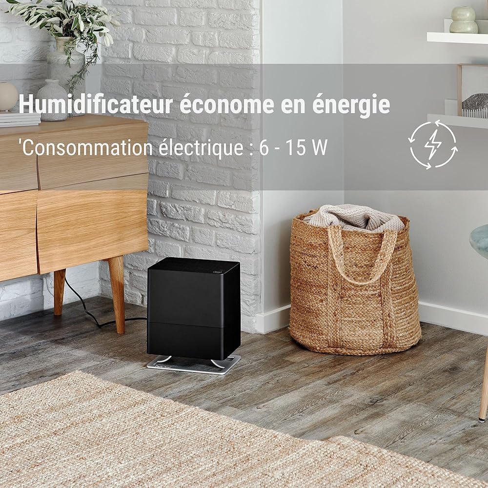 Humidificateur d'air Oskar little de Stadler Form, humidificateur à économie d'énergie pour des pièces jusqu'à 30 m², humidificateur silencieux avec arrêt automatique, LEDs à intensité variable, noir : Cuisine et Maison