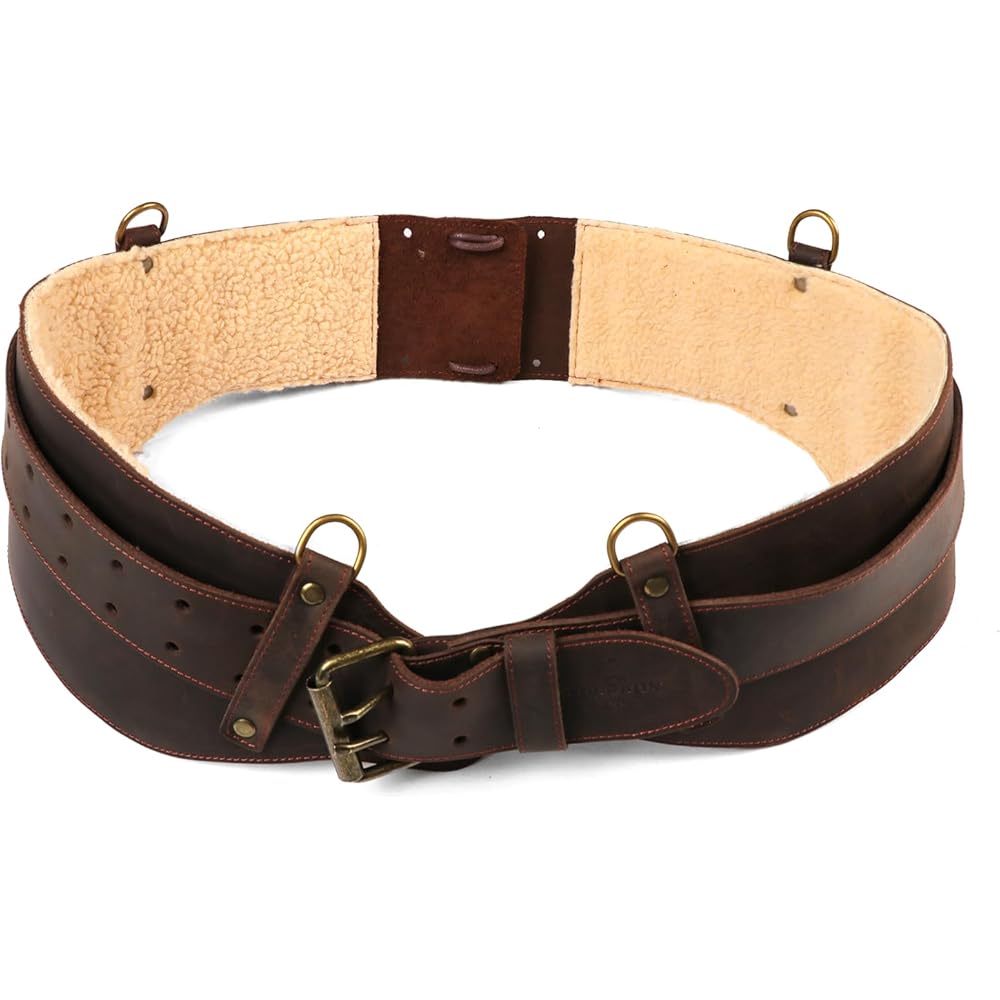 Tourbon Ceinture à outils en cuir véritable avec bretelles robustes pour électricien, charpentier : Bricolage
