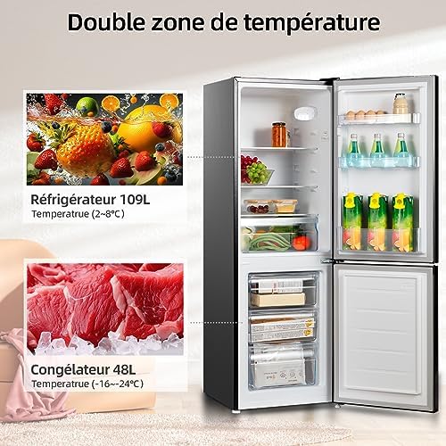 CHiQ Réfrigérateur congélateur combiné 356L, inox