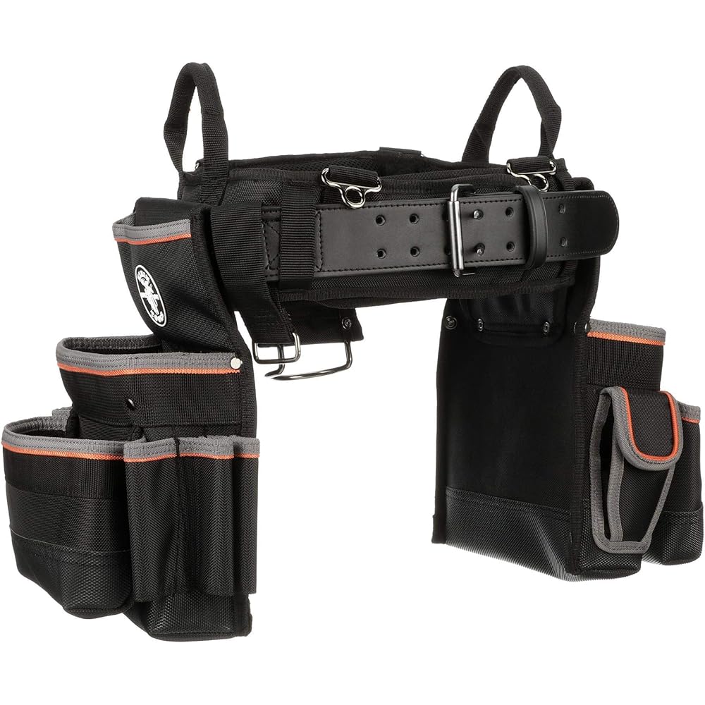 Klein Tools Tradesman Pro 55428 Ceinture à outils rembourrée et pochette à outils pour un confort et une durabilité longue durée Taille L : Bricolage