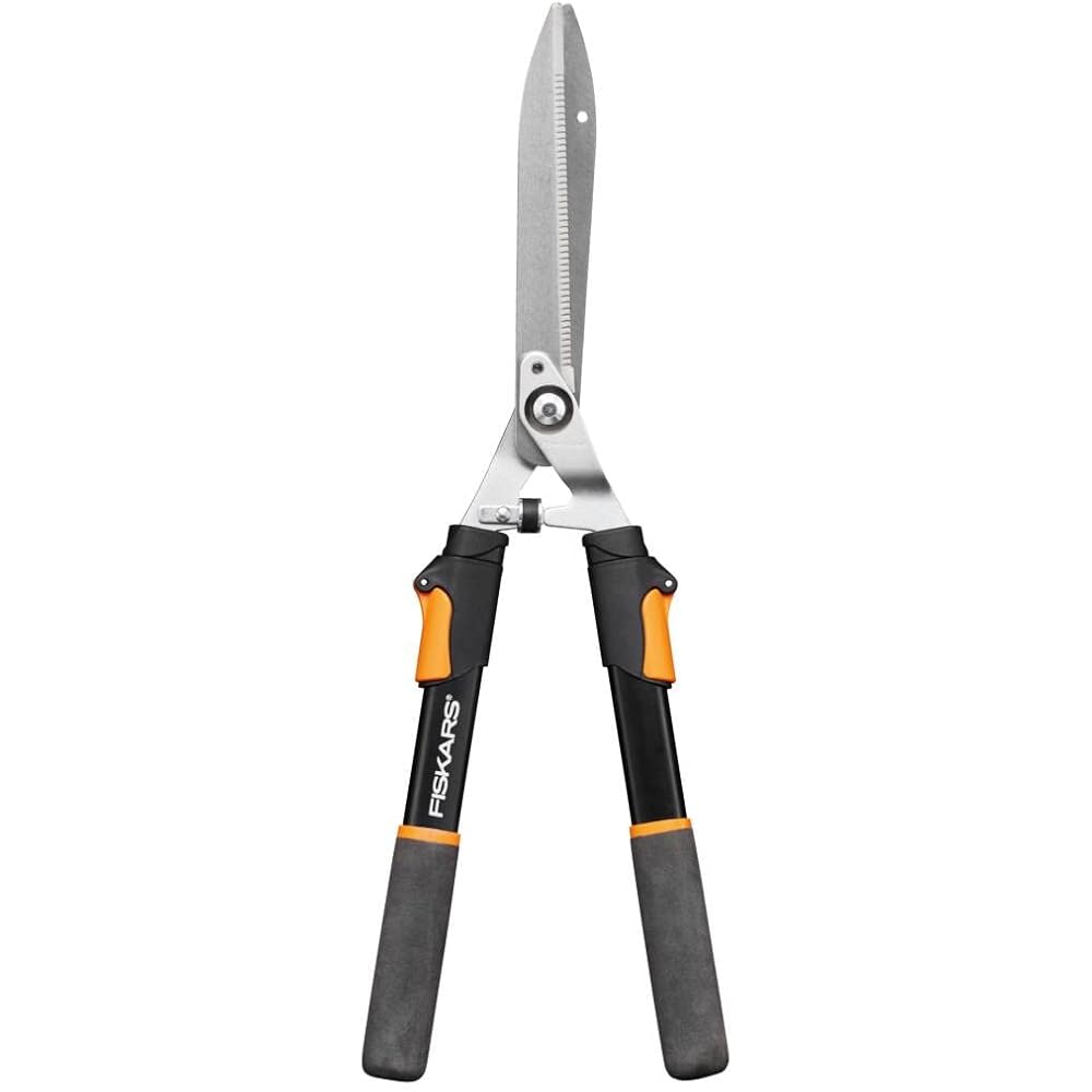 Fiskars Cisaille à Haies Télescopiques, Poignées SoftGrip, Lames en acier de qualité supérieure, Longueur : 63 - 83 cm, Noir/Orange, HS13, 1027527 : Jardin