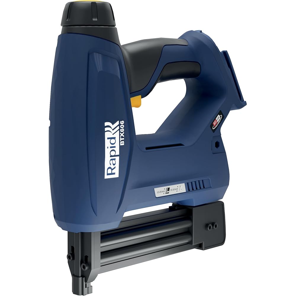 Rapid BTX606 - Agrafeuse Murale P4A 18V, Agrafeuse-Cloueuse Électrique Sans Fil à Batterie, pour Agrafes à Couronne Étroite & Pointes, Bois Dur & Tendre - Batterie Non Incluse (5001505) : Bricolage