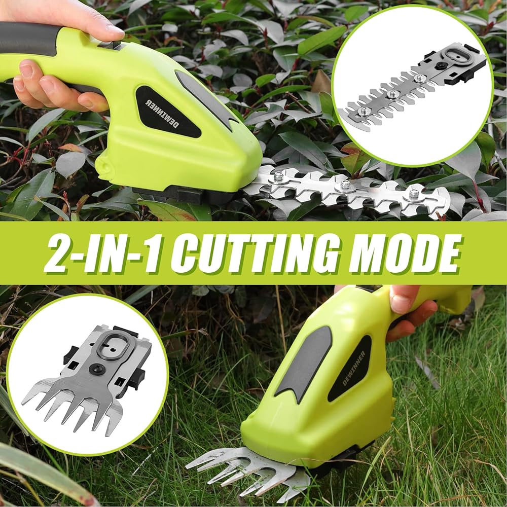 DEWINNER Coupe Bordure sans Fil, 2 en 1 Cisaille à Gazon 7.2V, Taille Haies sans Fil, Manche Long Télescopique Détachable 100cm, pour Couper Gazon/Buisson : Jardin