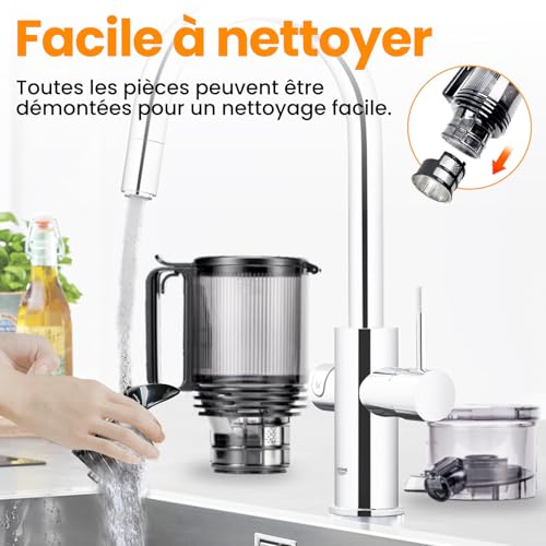 Extracteur de jus lent 2L, goulotte 13.5cm, noir