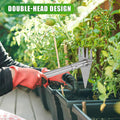 BARAYSTUS Binette à double tête - 74,9 - 146,6 cm - Manche long réglable - Outil de jardinage en acier inoxydable - Pour jardinage, plantation, désherbage, creusage, ameublissement du sol : Jardin