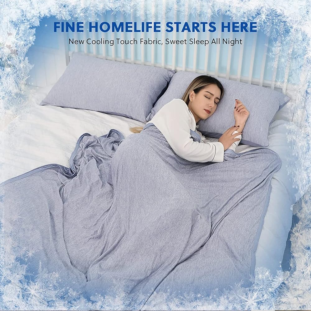 HOMFINE Couverture Rafraichissante d'Été Adulte - Fibre de Refroidissement Japonaise Q-Max>0.45,Double Face Couverture Rafraîchissante pour Lit Canapé Voyage,230x270 : Cuisine et Maison