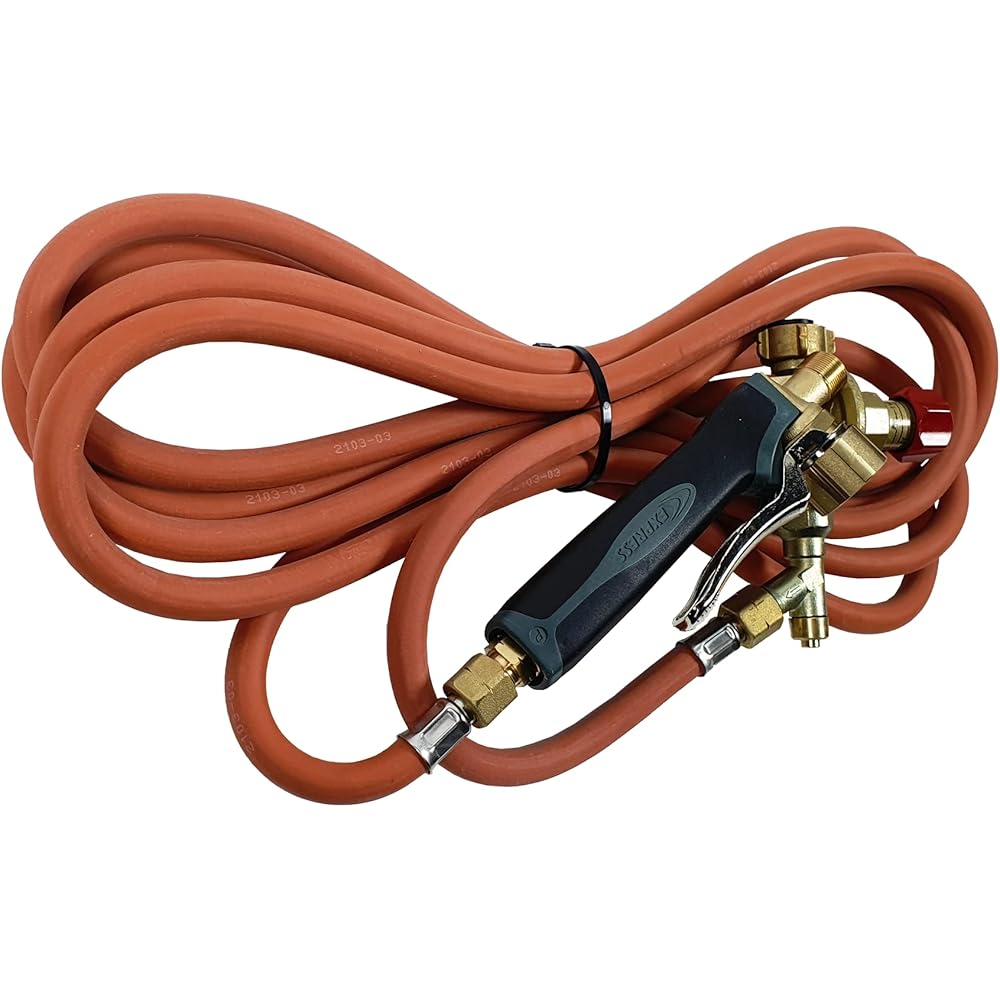 Express 6066 Accessoire Lampe à souder-Fer de Couvreur-Chalumeau d'étanchéité-Pièces de Rechange-Set composé d'un Manche à gâchette bimatière + 4,75m de Tuyau + détendeur Set 3 : Bricolage