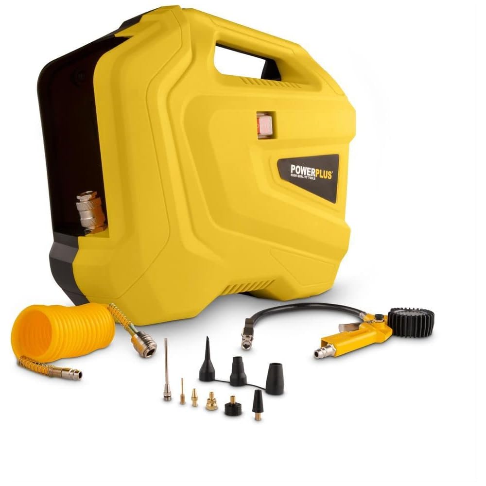 PowerPlus 10428 Compresseur 10428-Compresseur Portable-1100 W-Fonctionne sur 230 V-Pression 8 Bars : Bricolage