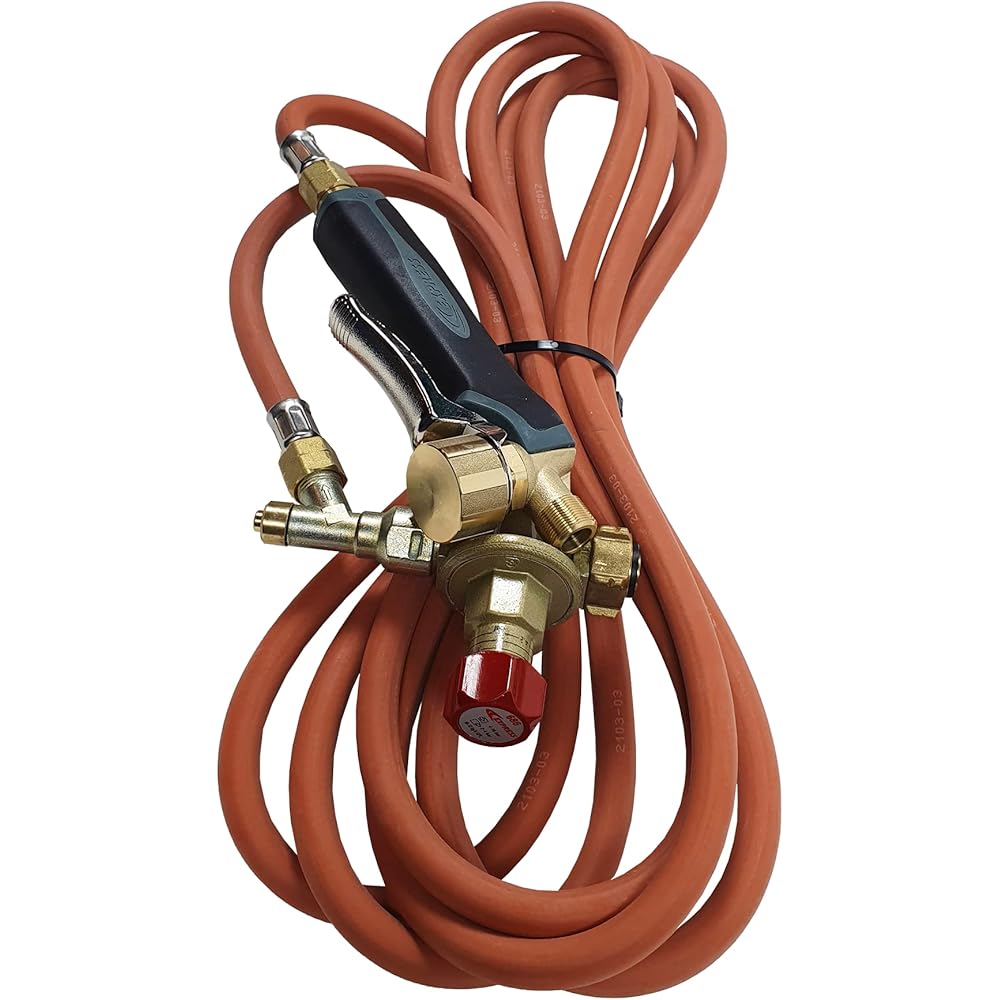 Express 6066 Accessoire Lampe à souder-Fer de Couvreur-Chalumeau d'étanchéité-Pièces de Rechange-Set composé d'un Manche à gâchette bimatière + 4,75m de Tuyau + détendeur Set 3 : Bricolage