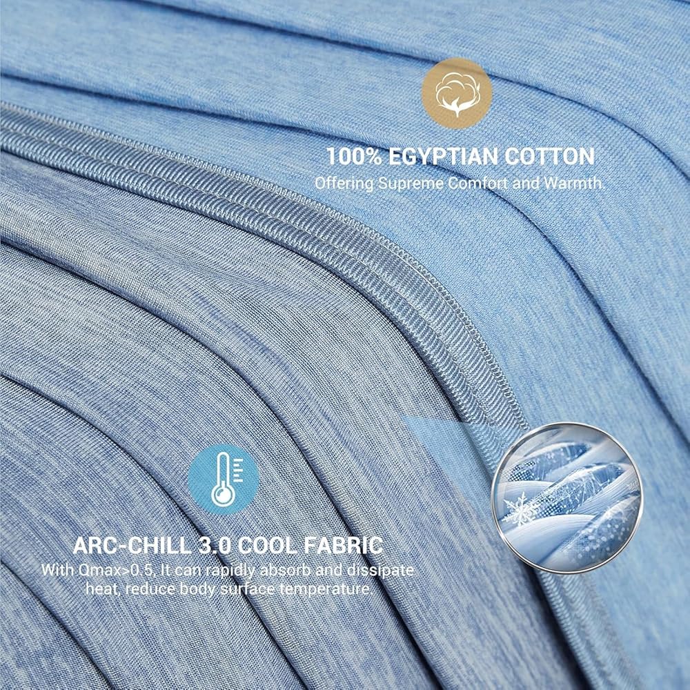 Elegear Couverture Rafraichissante d'été, Arc-Chill 3.0 Japonaise Fibre de Refroidissement Q-Max 0.5 Absorbant Chaleur Corporelle Couverture Ete Légère Plaid Coton pour Canapé Lit, Bleu, 220x240cm : Cuisine et Maison