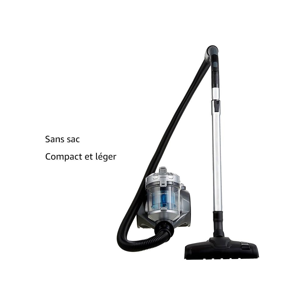 Amazon Basics 15KC-71EU4 Aspirateur sans Sac à Cylindre, Puissant pour Sols Durs et Tapis, Filtre Hepa, Compact et Léger, 700 W, 1,5 L, Noir/Bleu : Cuisine et Maison